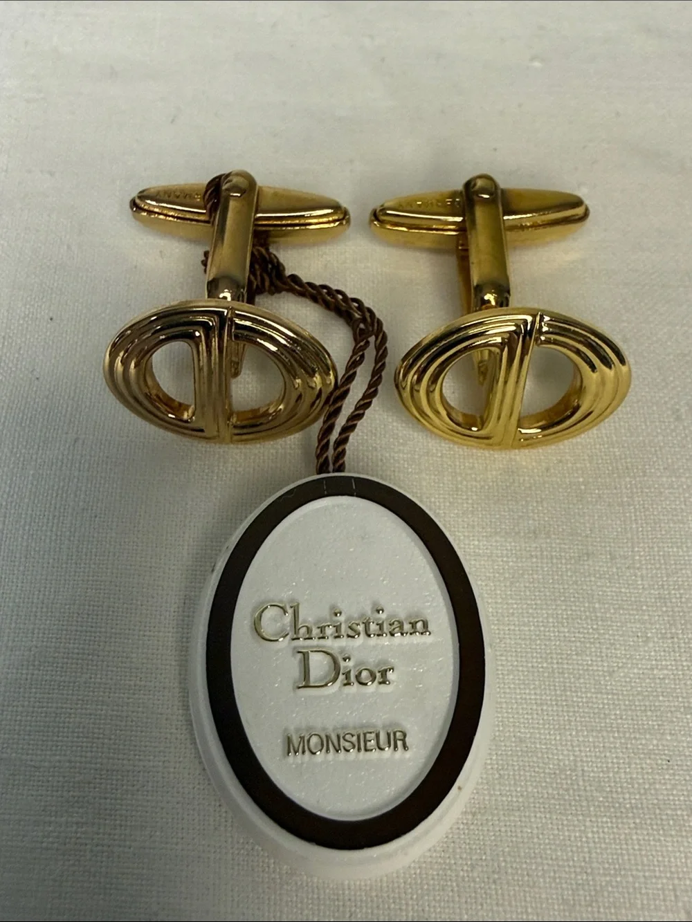 Dior Gold CD Oval Logo Cufflinks